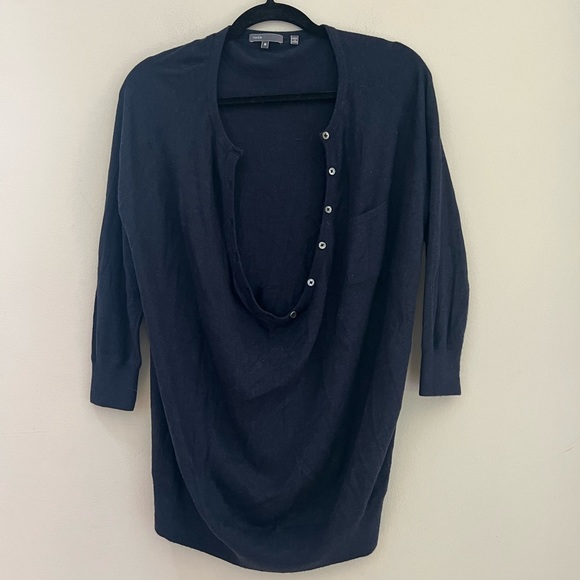Vince woman’s navy button down knit sweater top - Picture 6 of 12